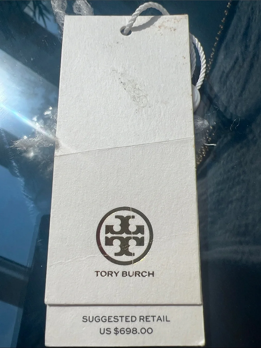 Tory Burch Gray Textured Logo Tote with Gold Chain Straps